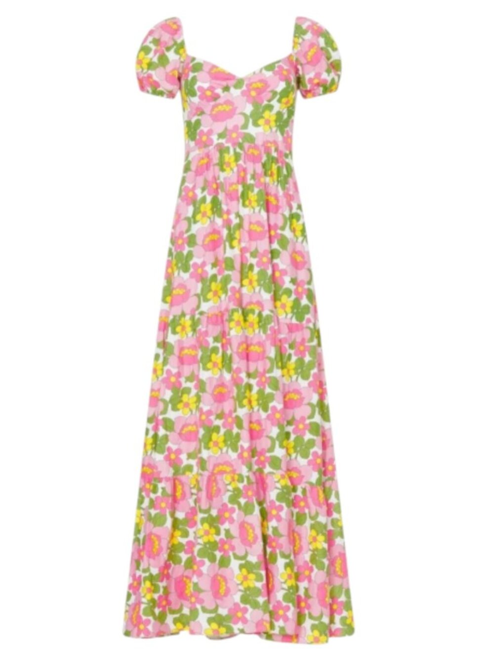 Show Me Your Mumu Cathy Linen Blend Puff Short Sleeve Maxi Dress Fresh Floral S